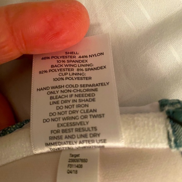 Brand New!  Shade & Shore, 34A,  seersucker, sage, halter bikini top. - Picture 5 of 8